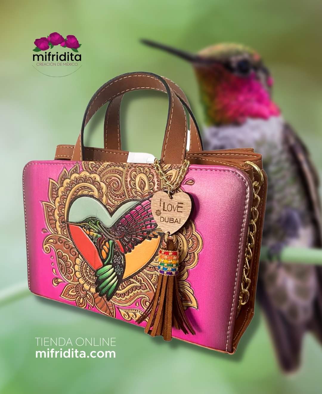 Crossbody Rosa Colibrí